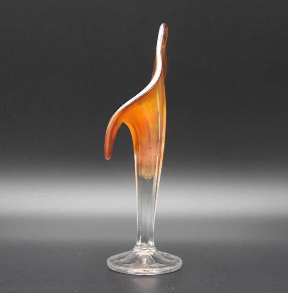 1910s Antique Marigold Carnival Glass Savannah or Jack in the Pulpit Glass Vase - image 4 of 4