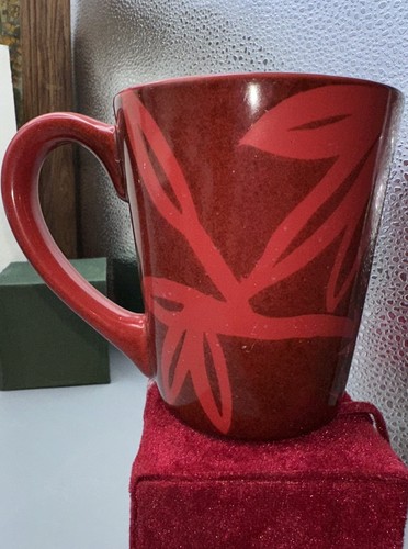 Kaffeebecher 16 Unzen Dunkelrosa Weinrot Blumen Orientalisch Bambus. - Bild 4 von 8