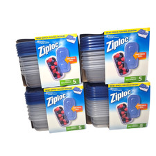 (4) Lotes Ziploc One Press Seal contenedor rectangular pequeño - 5 quilates cada uno