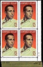 US Scott # 3152, Humphrey Bogart, Plate Block of (4) 1997 32¢ Stamps, MNH