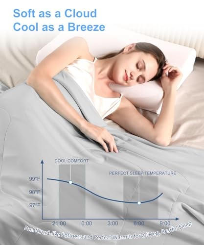Cooling Comforter Full Size, Soft & Breathable Lightweight Blanket for Hot - Picture 4 of 7