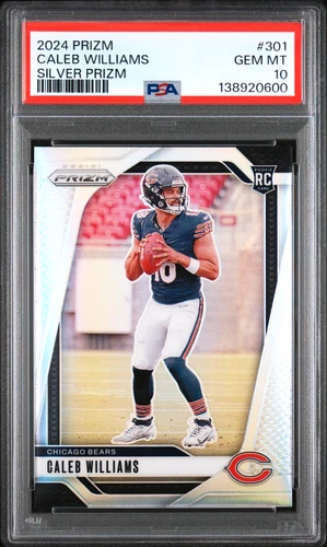CALEB WILLIAMS 2024 PRIZM SILVER ROOKIE RC #301 PSA 10 GEM MINT! BEARS 138920600