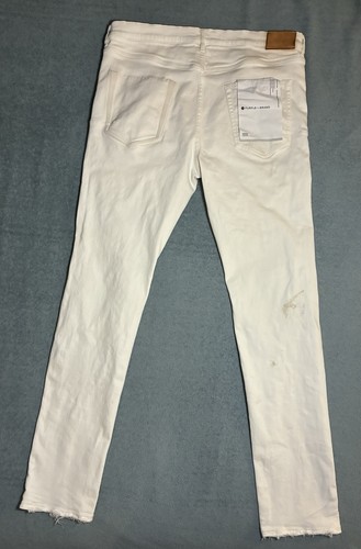 Purple Brand Jeans Mens Size 40x34 White Skinny P001 Distressed Hip Hop Rock - Picture 2 of 24