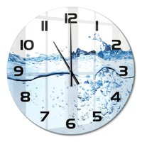Runde Moderne Glas-Wanduhr Aus GehäRtetem Glas Wasser Schwarze Zeiger Fi60 Cm