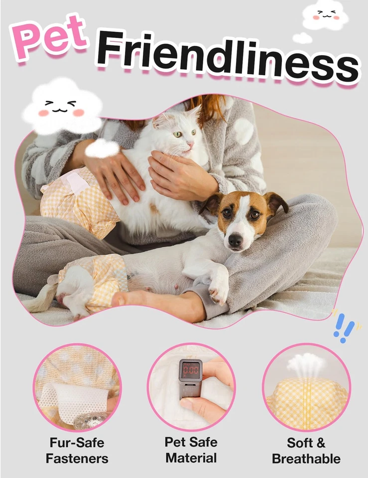 Подгузники для собак женские - 60 шт., одноразовые подгузники для собак с индикатором влажности, S... - Изображение 2 из 4