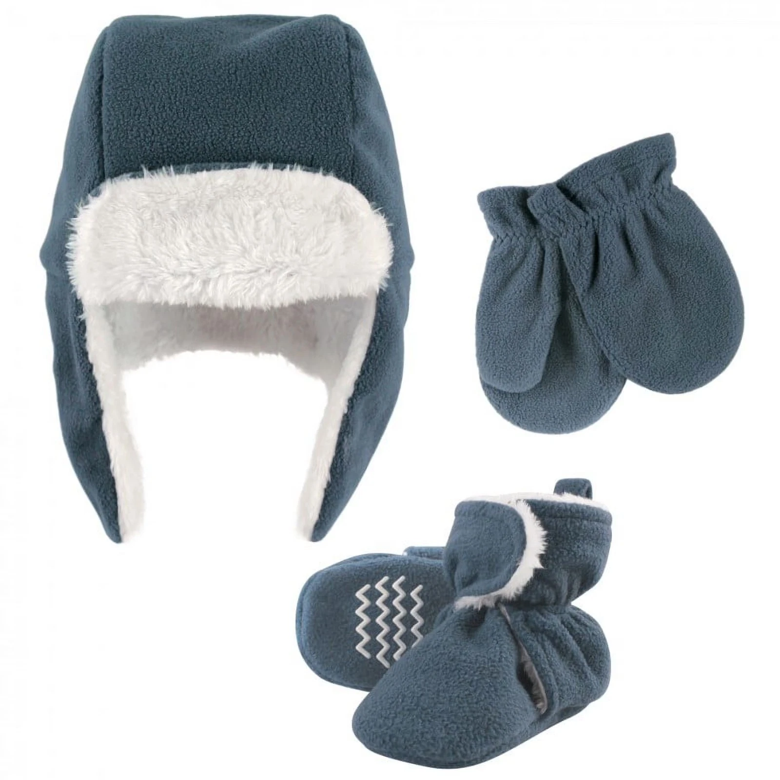 Hudson Baby Infant Boy Trapper Hat, Mitten and Bootie Set Size 18-24M