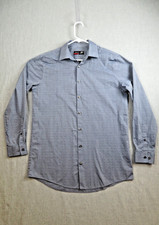 J Ferrar Mens Medium 15-15.5 Shirt SLIM STRETCH Blue Small Print 32-33