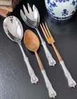 Two Rare Towle Old Colonial Sterling Silver Salad Serving Fork Spoon Sets 11.25”