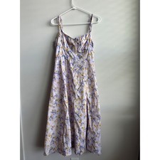 Haute Monde Lavender Floral Midi Dress Women Size L