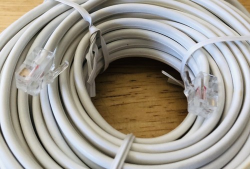 50ft Telephone Landline Cord Cable Wire RJ11 DSL Phone to Wall White 4P2C - Picture 2 of 3