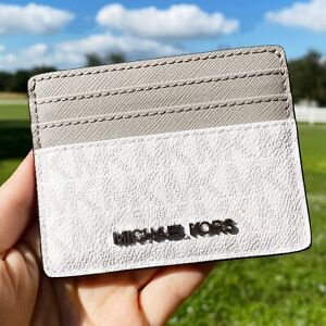 Michael Kors Jet Set Card Holder Wallet Bright White MK Signature | eBay