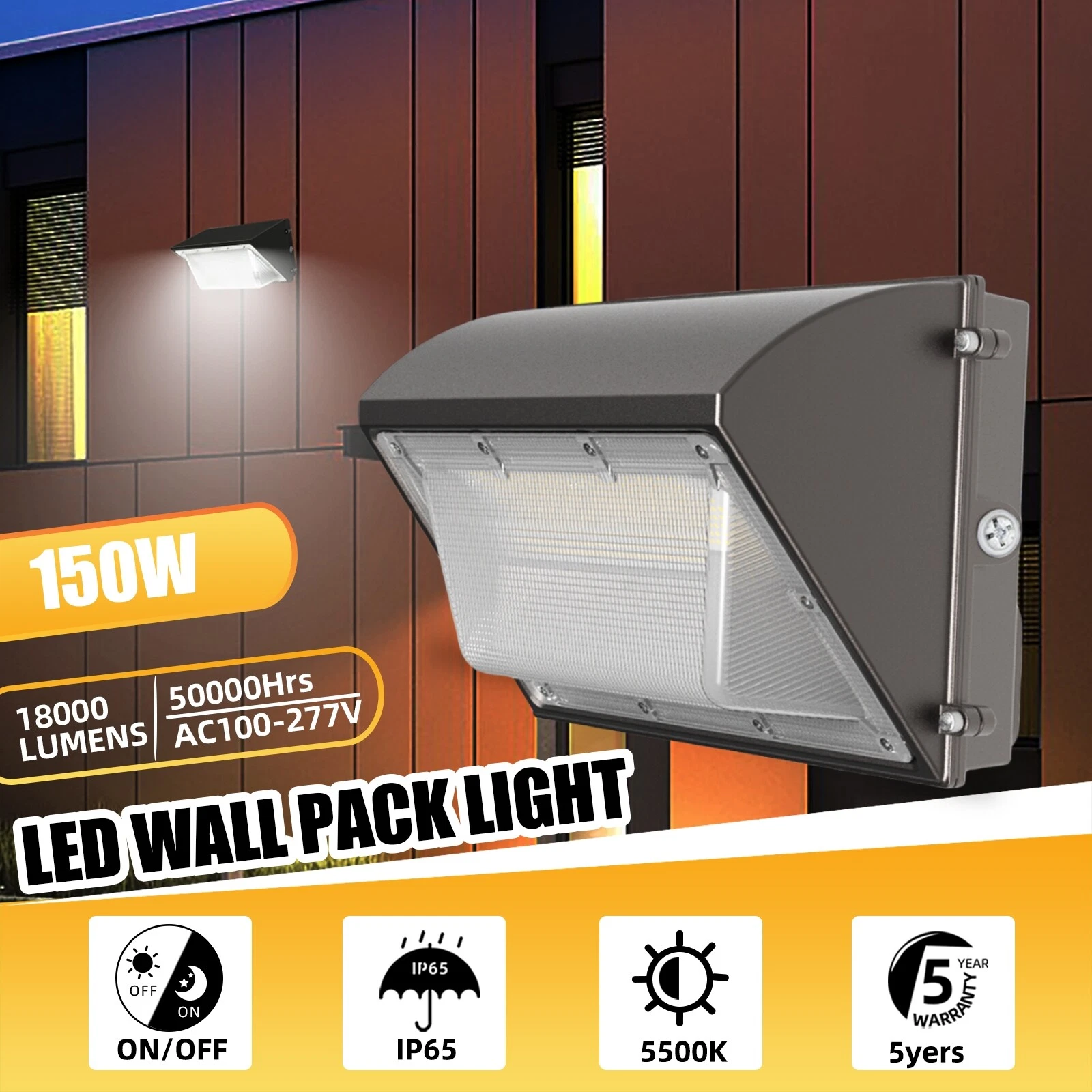 150W LED Wall Pack Commercial Industrial Light Outdoor Security Lighting Fixture