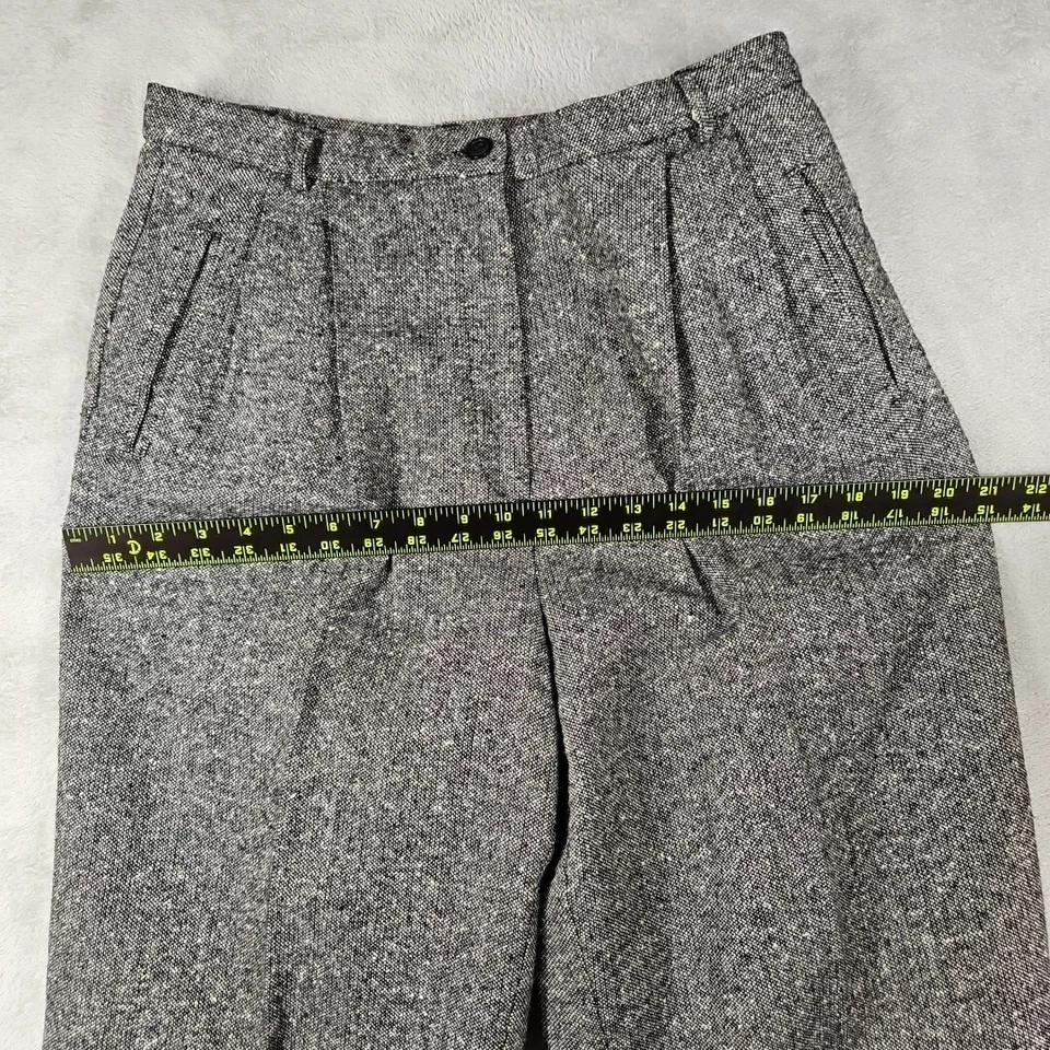 Pantalones para mujer Crazy Horse de mezcla de lana negros jaspeados plisados delanteros talla 12 Foto 4 de 4