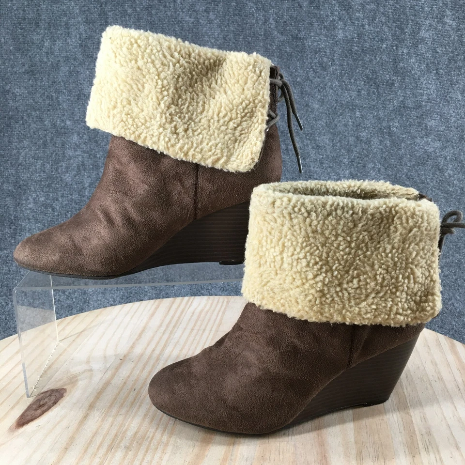 Laura Ashley Botas Mujer 8 B Spencer Botines Marrón Suéter Puño Cuña Foto 2 de 4