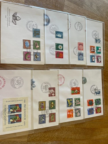 Switzerland 8 FDC covers mainly Pro Juventute/ Patria sets incl block