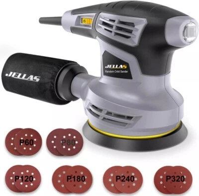 280W ELECTRIC RANDOM ORBITAL SANDER ROTARY PALM DISC 125mm 12 Sand Disc *Jellas*