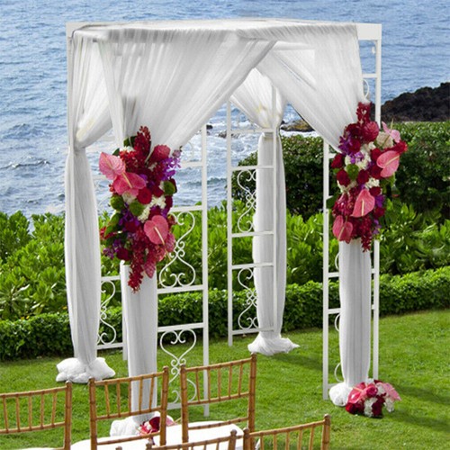 Metal/Wood Adjustable Size Wedding Arch Backdrop Stand &Drape Pampas Grass Decor - Picture 5 of 182