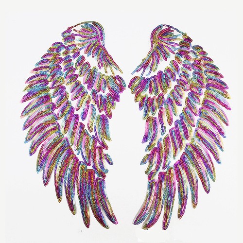 1 Pair of Wings Sequins Patches Angel Wings Iron On Applique for Clothes Jackets - Picture 17 of 18