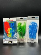 Lot Fish Tank Plants Oase BiOrb Sea Fan Blue, 2 Easy Plants, GloFish 3 Pack