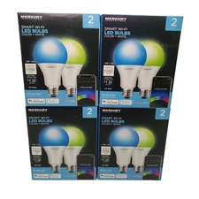 Merkury Innovations A21 Smart Wifi LED Light Bulbs Color + White Alexa 8 Pack