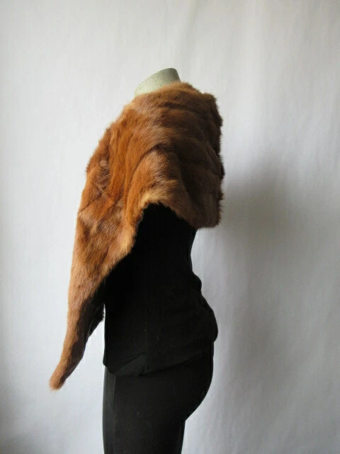 Women s MINT Natural Reddish Mink Fur Stole Wrap Cape Wedding