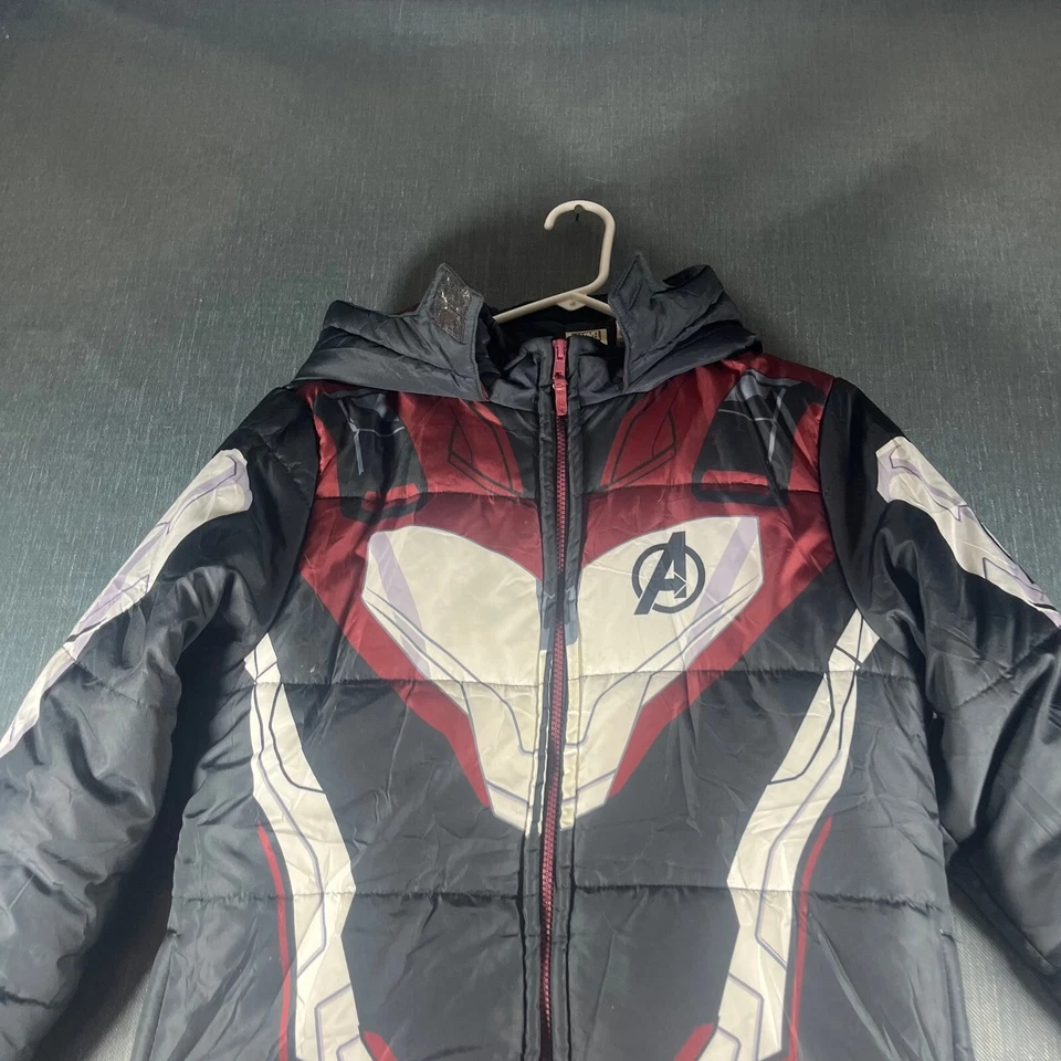 Chaqueta con Capucha Marvel Boys Negra Roja Colorblock Puffer Avengers Talla L Foto 2 de 4