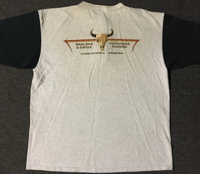 Vtg 90s Lake Powell Dam Bar Faded Shirt XL Bar Beer Cowboy Grunge Skull Biker AZ