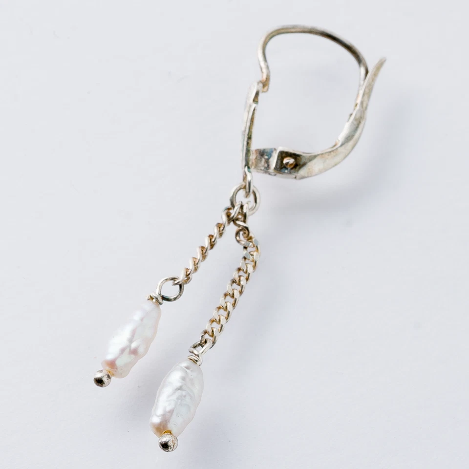 Einzelner Ohrring Hängeohrring Perlmutt 835er Silber 0,69 g - Bild 3 von 4