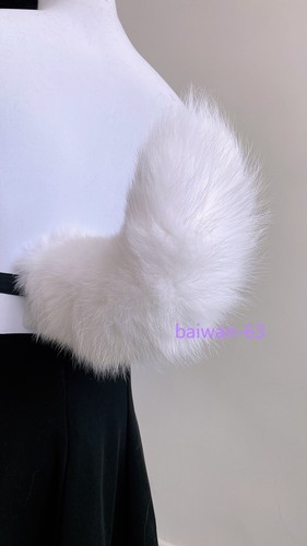Movable Tail White Fox Silver Fox Tail Shape Plash Belt Cosplay Props Tail 40cm - Picture 6 of 12