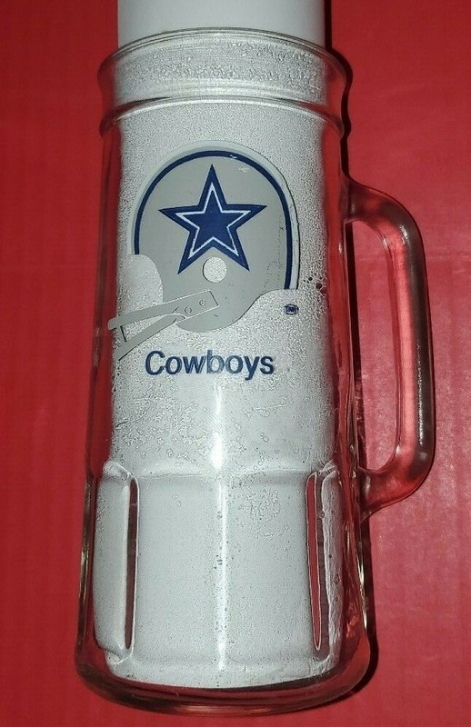 VINTAGE Dallas Cowboys GLASS BEER MUG Stien NFL