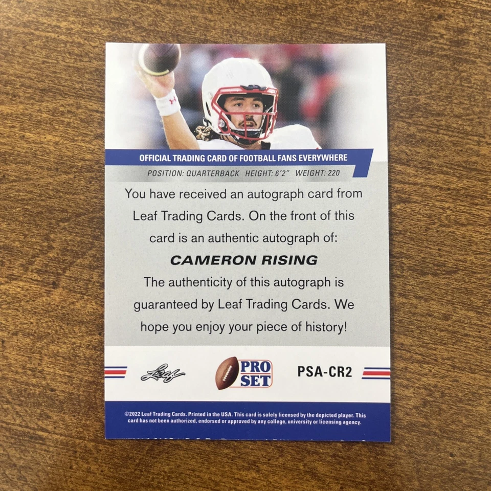 2021 Leaf Pro Set College Auto Gold Cameron Rising #PSA-CR2 Auto Utah - Image 2 of 3
