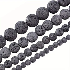 1box about 243pcs Natural Lava Beads 4mm 6mm 8mm 10mm Undyed Grey Chakra