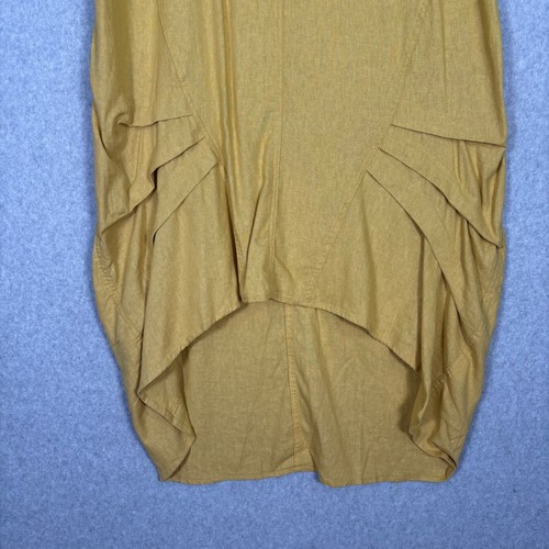 Cynthia Rowley Dress Medium Mustard Linen Cowl Hi Lo Lagenlook Coastal Grandma - Picture 5 of 12