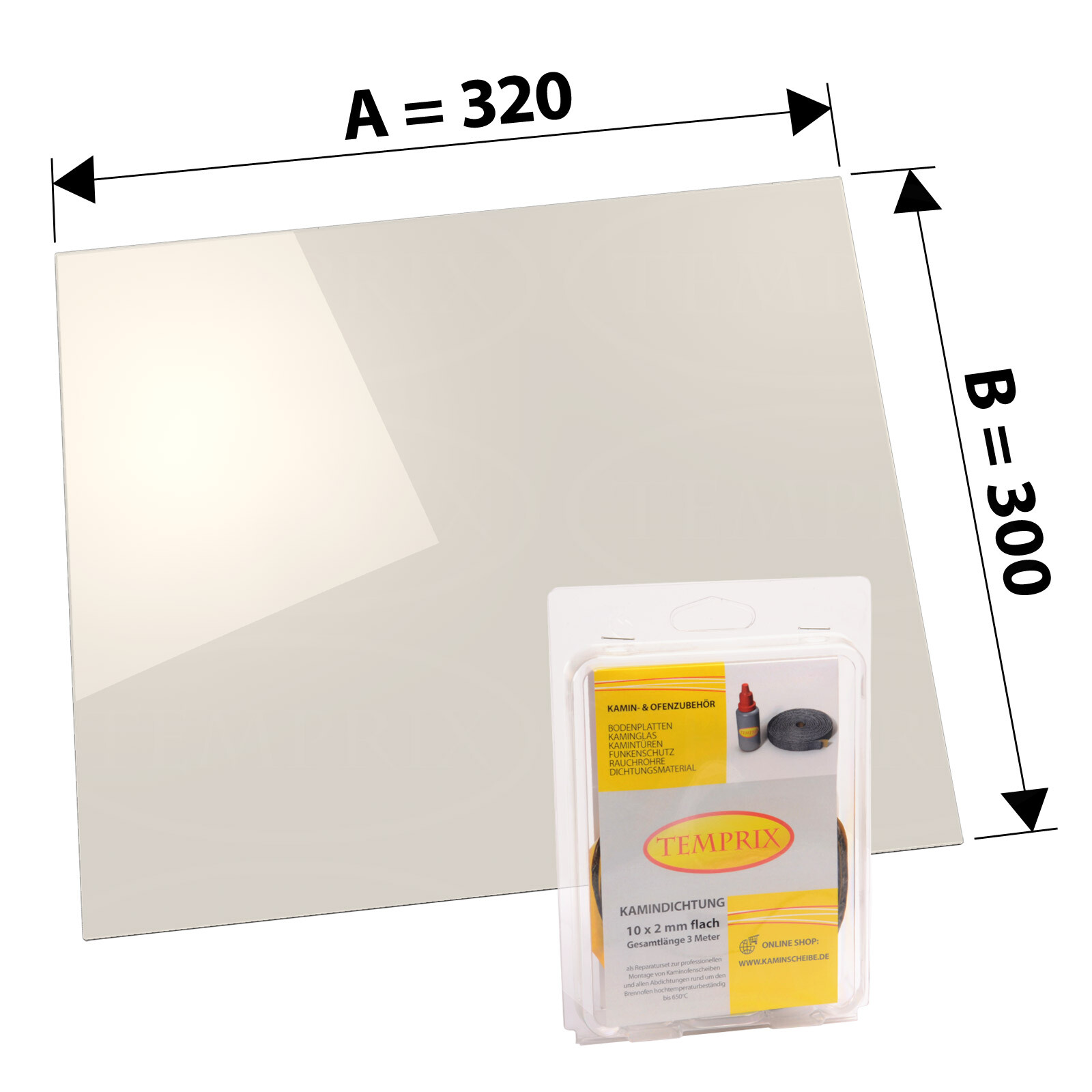 CAMINOS Kaminglas Alaska 445x355x4mm - Ersatzscheibe Für Kaminofen Bis 800°C