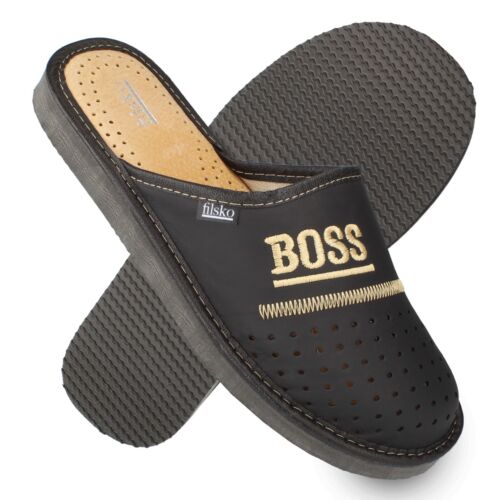 Herren "BOSS" Hausschuhe LEDER Pantoffeln Pantoletten Latschen 40-50 EU-Ware NEU - Bild 1 von 9