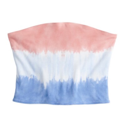 SO Juniors Girls Bandeau Tube Top XS New with Tags Blue Red Tie Dye Soft  Simple
