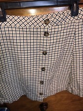 Divided by H M Skirt School Girl 12, Tan Beige Black, Plaid, Mini, A-line