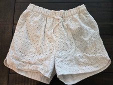 Girls 10/12 white linen shorts pull up draw string
