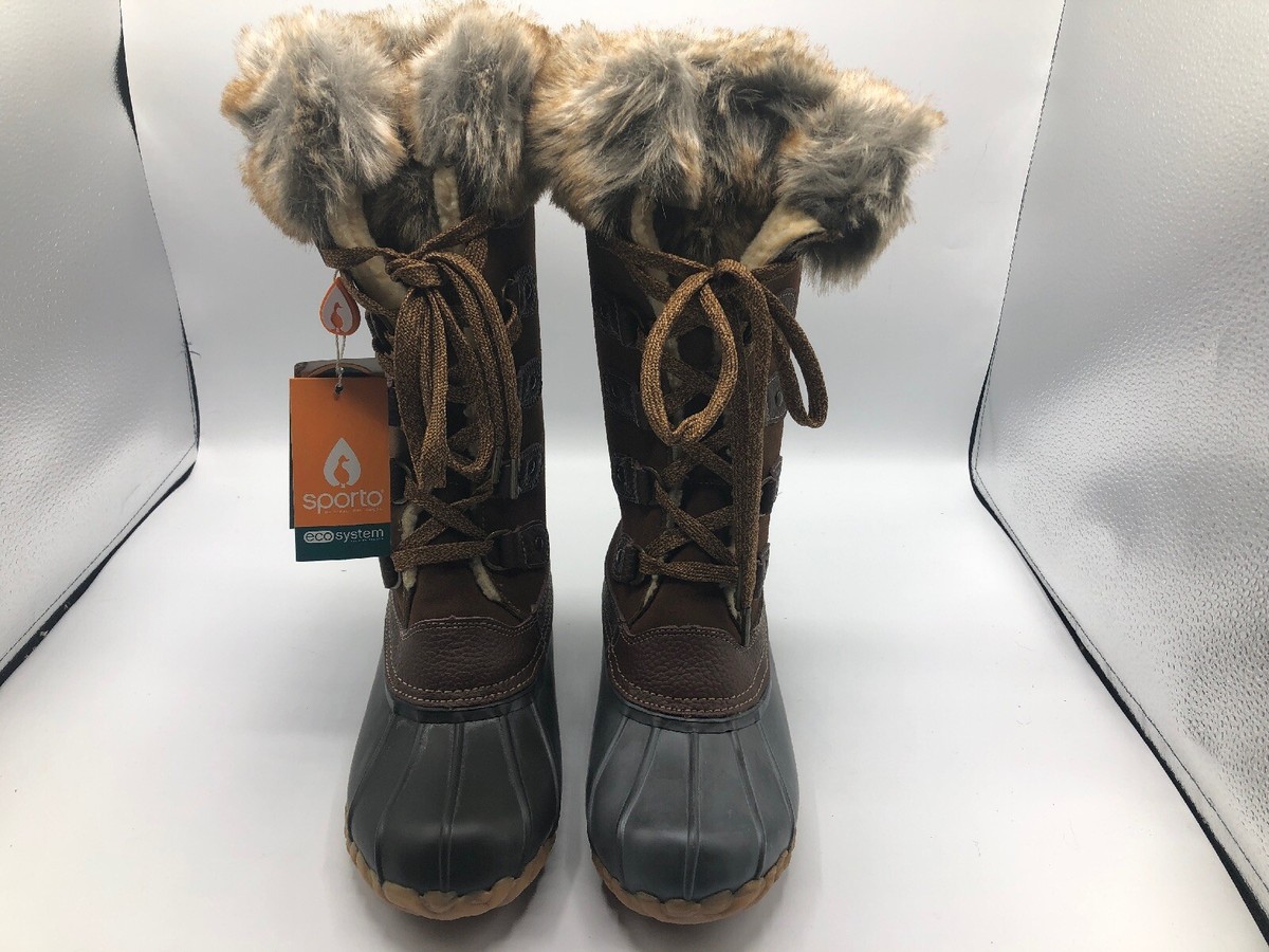 Sporto Durham Snow Boots Brown Women's Size 7 New in Box! New with