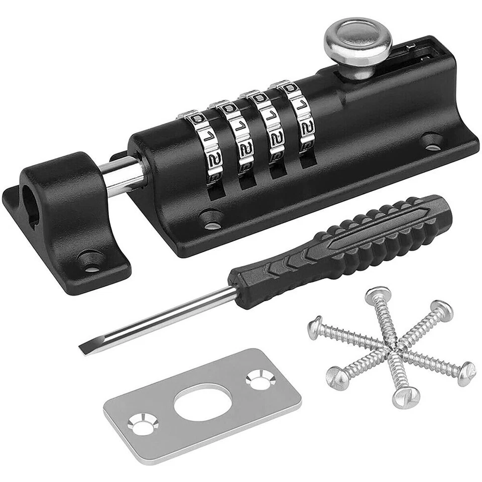 4 Digit Combination Sliding Keyless Lock Security Pad Bolt Shed Gate Garden Door - Image 4 of 4