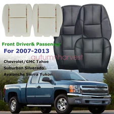 Fits 2007-2014 GMC Sierra Yukon Both Side Leather Seat Cover&Foam Cushion Black