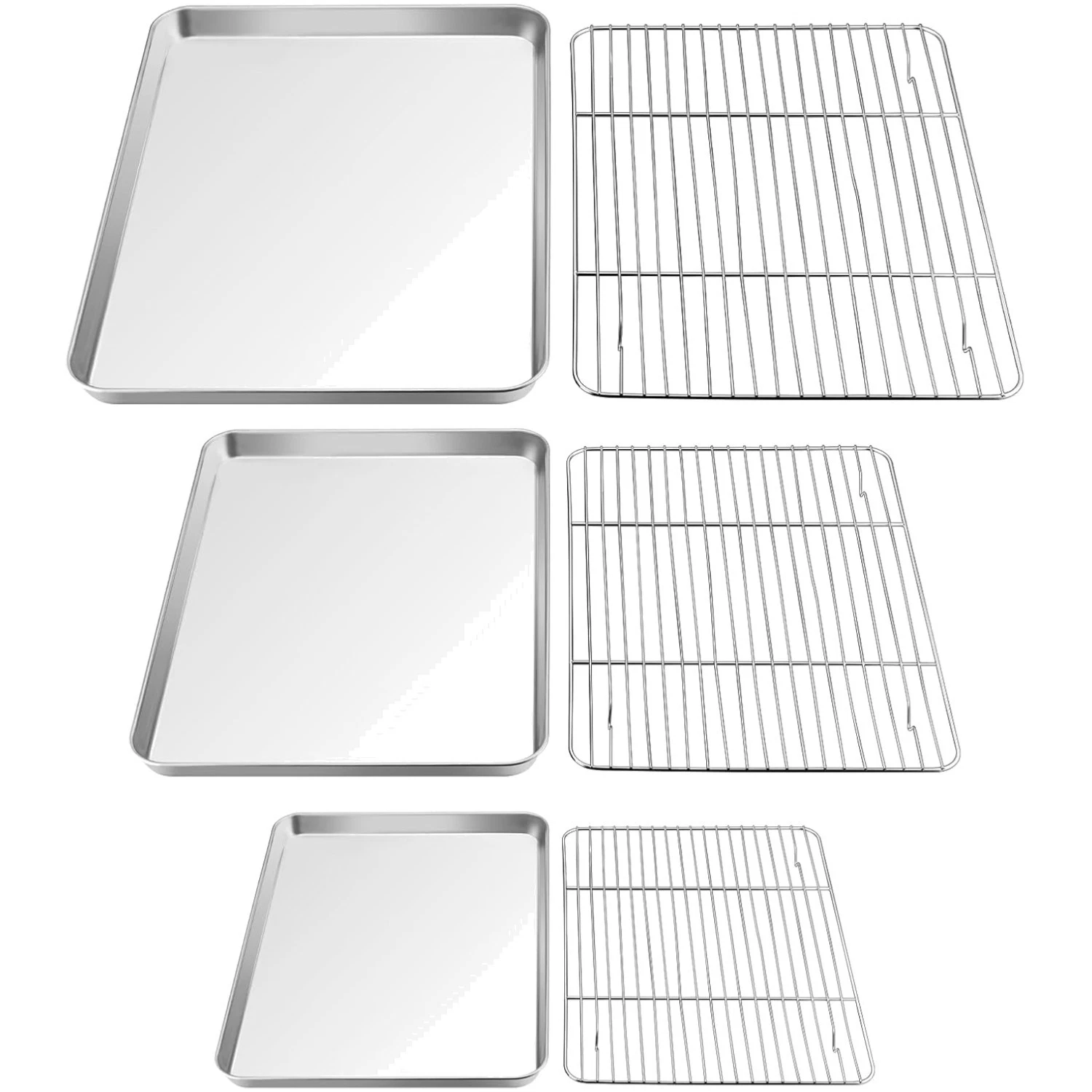 Elegant 3-Piece Stainless Steel Baking Sheet Set - Safe & Dishwasher Friendly