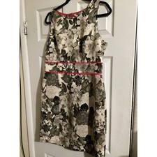 Eliza J Women Floral Cutout Back Fit Flare Dress Grey Pink Size 14 EJ31M982