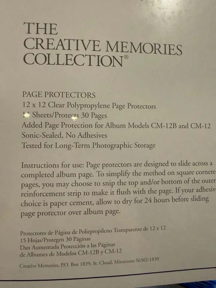 New Creative Memories 12x12 Page Protectors, 15 Sheets Old Style - Image 3 of 4