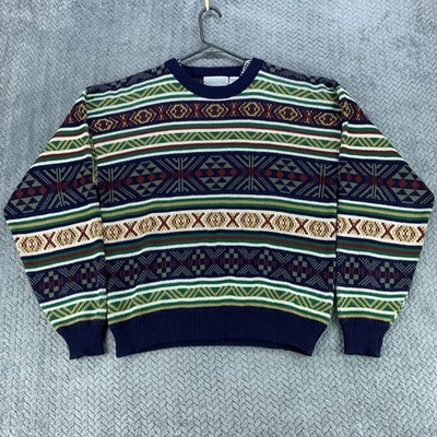 VTG Sweater Graphix Sweater Men's Large Fair Isle Geometric Pattern Knit Acrylic