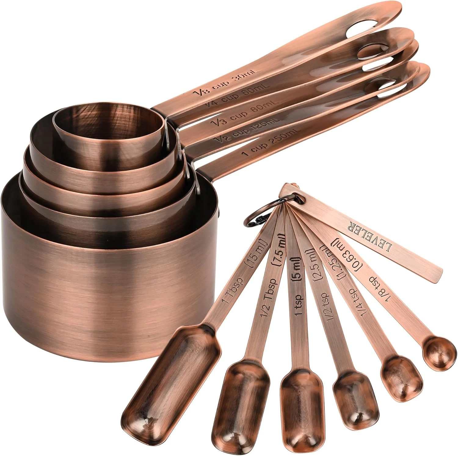 Copper Plate Measuring Cups and Spoons Set of 12, Copper Measuring Cups and Spoo