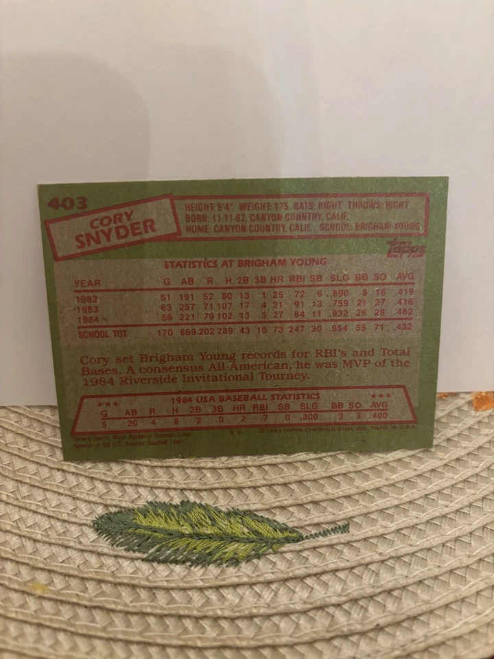 Topps 403 1985 EE. UU. Cory Snyder Foto 2 de 2