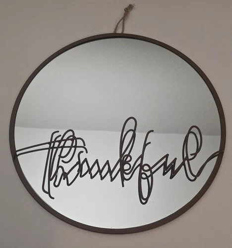 Thankful Metal Wire Elegant Decor 15" Round Mirror  - Picture 1 of 2