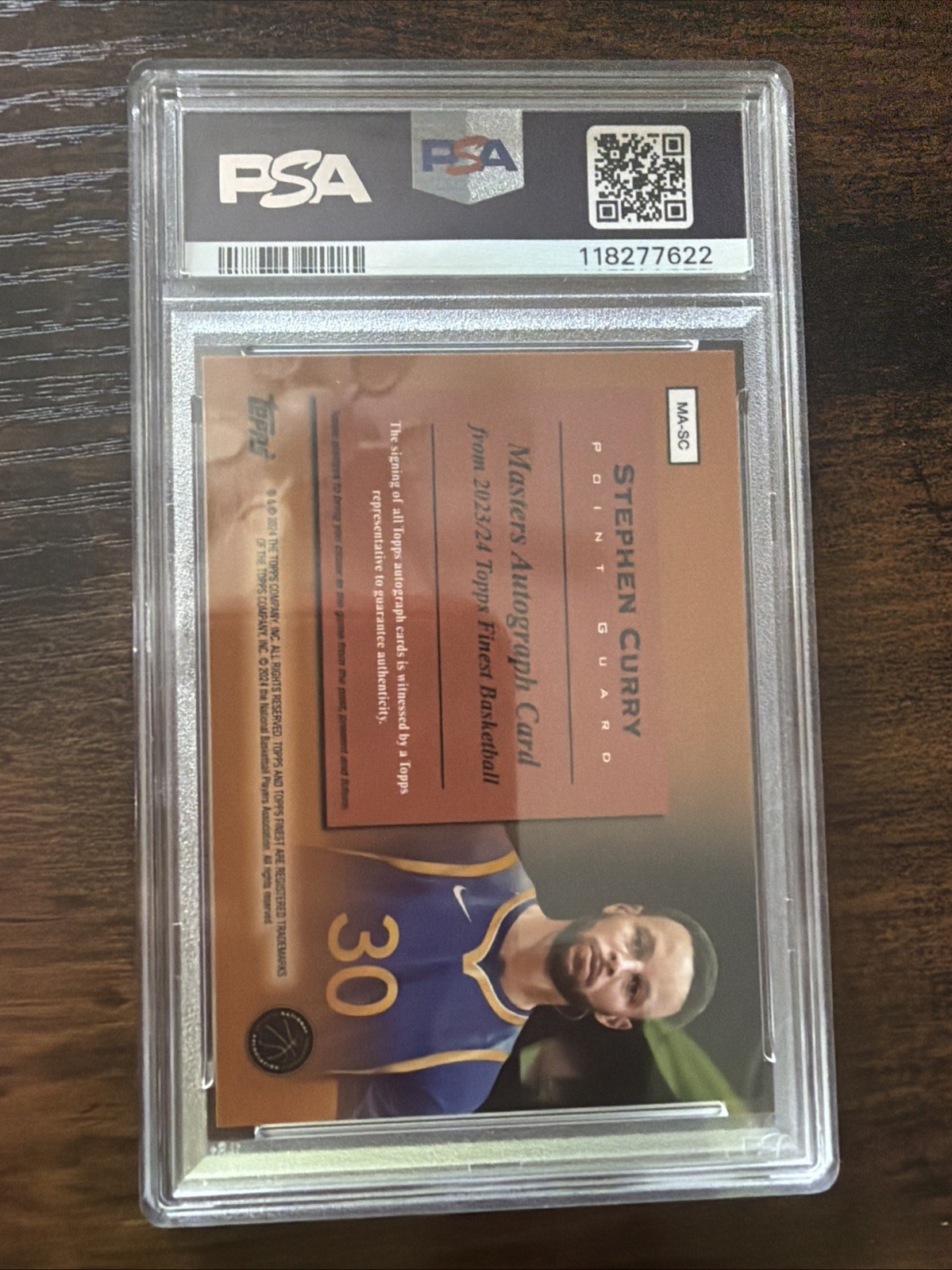 2023-24 Topps Finest Masters Autographs Stephen Curry Gold Refractor PSA 9 /50 view 2