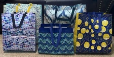 5 DIFFERENT SIZED REUSABLE SHOPPING/GIFT BAGS, VINYL, FOLDABLE NEW